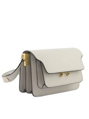 NWOT Marni Authentic Mini Trunk White Leather Double-Flap Crossbody Bag
